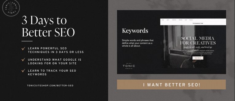 Free Showit SEO training by Tonic Site Shop