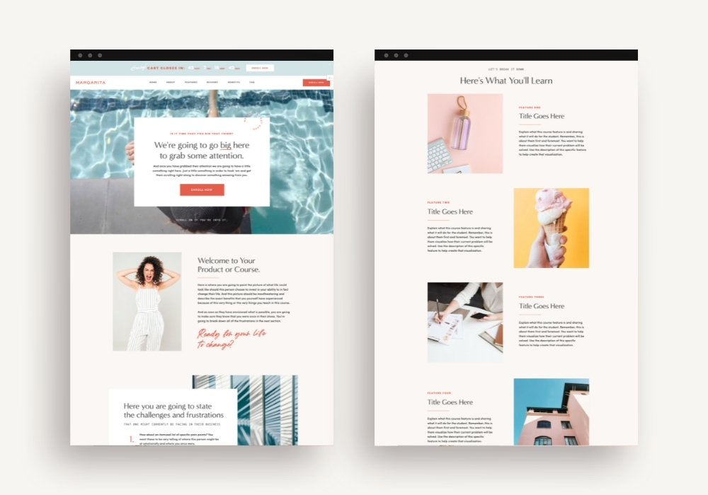 Showit Sales Page Templates by Tonic Site Shop