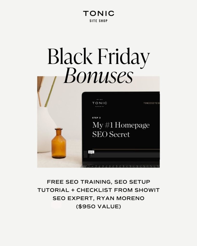Showit Templates Black Friday Sale - Tonic Site Shop