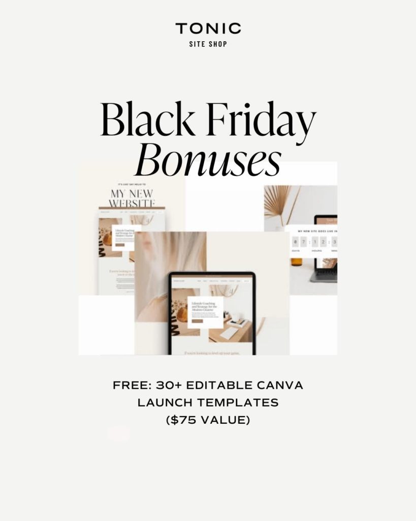 Showit Templates Black Friday Sale - Tonic Site Shop