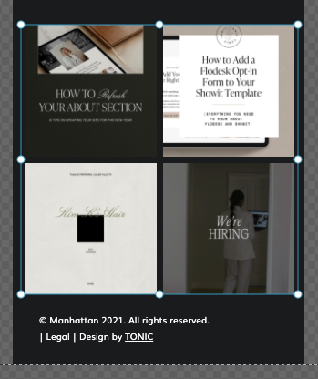 Position your Instagram Social Grid Widget in Showit - Tonic Site Shop