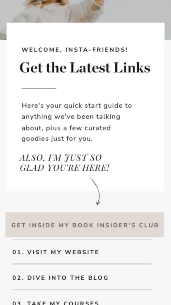 Showit Instagram Links Page Designed by Tonic Site Shop