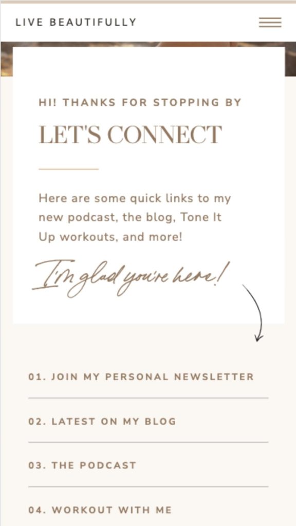 Showit Instagram Links Page Designed by Tonic Site Shop