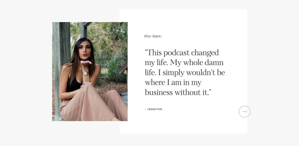 Reviews Section - Showit Podcast Page Template by Tonic Site Shop