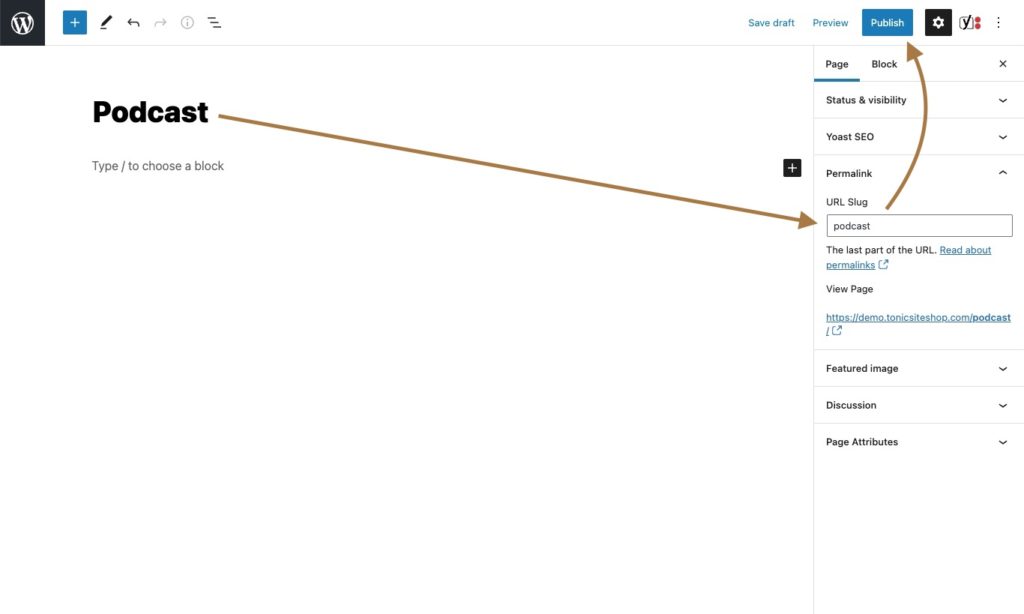 Create a podcast page in WordPress - Tonic Site Shop